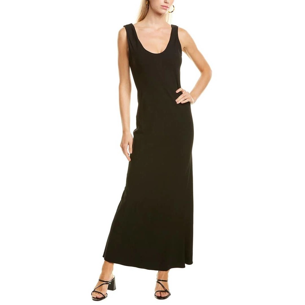 THEORY Cowl Back Voyage Midi Dress In Black Large NWT